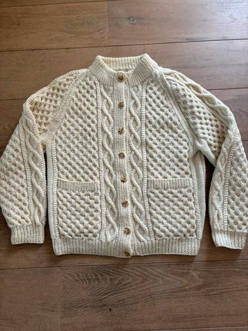Aran style heavy cable knit caridgan cream sz M 38 40 beschikbaar voor biedingen