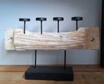 Kaarsenstandaard wit/zwart hout, Voor 4 kaarsen 52 cm, 50 tot 75 cm, Wit, Nieuw, Ophalen of Verzenden
