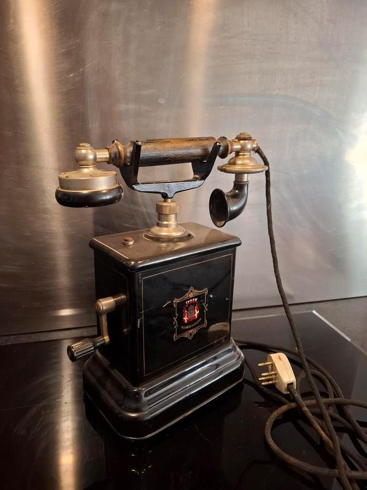 VINTAGE RETRO COMPLSET JYDSK TELEFOON MET SLINGER, Telecommunicatie, Vaste telefoons | Niet Draadloos, Gebruikt, Bakeliet, Ophalen of Verzenden