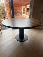 Ronde massief eiken tafel met stalen cilinderpoot - 140cm, Ophalen of Verzenden, Zo goed als nieuw, Vijf personen of meer, 100 tot 150 cm