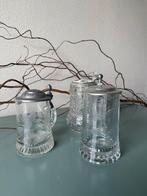 Antiek Kristallen Bierpullen met Tinnen Deksel, Antiek en Kunst, Antiek | Glas en Kristal, Ophalen of Verzenden