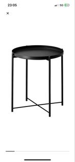 IKEA Gladom Bijzettafel Zwart, Huis en Inrichting, Minder dan 45 cm, Minder dan 55 cm, Metaal of Aluminium, Rond