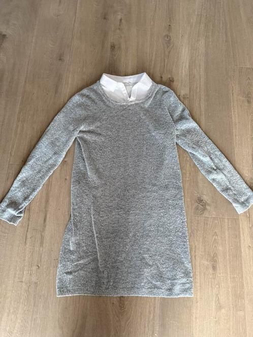 Grijze jurk met witte kraag maat S, Kleding | Dames, Jurken, Zo goed als nieuw, Maat 36 (S), Boven de knie, Ophalen of Verzenden