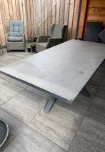 Hartman tuintafel met glazen plaat  & kruis poot, Gebruikt, Rechthoekig, Ophalen, Aluminium