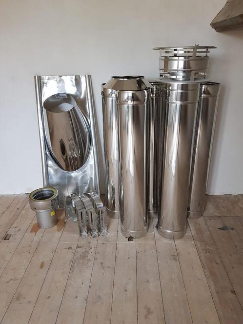 Dubbelwandig Rookkanaal, Doe-het-zelf en Verbouw, Buizen en Afvoer, Nieuw, Afvoer, Rvs, 4 tot 6 meter, 80 mm of meer, Ophalen of Verzenden