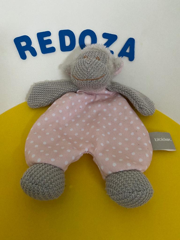 5346 blokker doekje aap roze grijs, Kinderen en Baby's, Speelgoed | Knuffels en Pluche, Ophalen of Verzenden, Overige typen