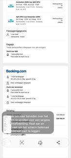 Retourticket 31 juli tm 14 aug Amsterdam/Split (Kroatië)., Tickets en Kaartjes, Eén persoon, Vliegtuig, Buitenland, Met bestemming of datum