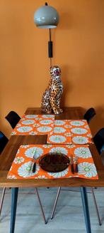3 nieuw vintage oranje en wit bloemen placemat jaren 70, Ophalen of Verzenden, Nieuw, Oranje, Placemat