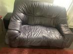 Vintage leren designbank – grijs/aubergine leer – jaren ’90, Huis en Inrichting, Banken | Bankstellen, Ophalen, 150 tot 200 cm