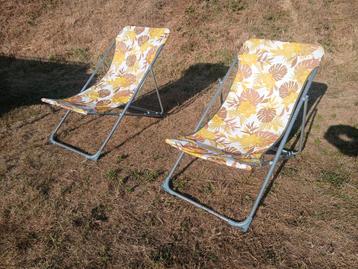 Vintage Campingstoelen - Bloemenprint - Set van 2 beschikbaar voor biedingen