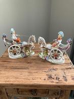 2 beeldjes paard met koets antiek, Antiek en Kunst, Antiek | Porselein, Ophalen