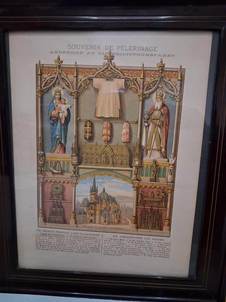 Oude Prent Aachen Heiligdomsvaart, Antiek en Kunst, Kunst | Schilderijen | Klassiek, Ophalen of Verzenden