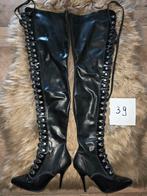 Latex laarzen maat 39, Kleding | Dames, Hoge laarzen, Verzenden, Zwart, Zo goed als nieuw