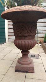 Grote mooi bewerkte gietijzeren tuinvaas xl, Ophalen of Verzenden