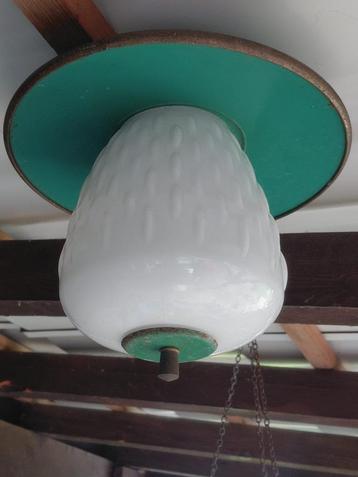 Vintage groene hanglamp - jaren 1950 beschikbaar voor biedingen