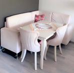 Complete zithoek met tafel, bank en stoelen-1,80x1,50x0,65 m, Huis en Inrichting, Ophalen, Zo goed als nieuw, Staat: gebruikt maar netjes.