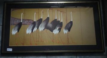 KRAANVOGELS IN LIJST * Japan Gesigneerd * beschikbaar voor biedingen