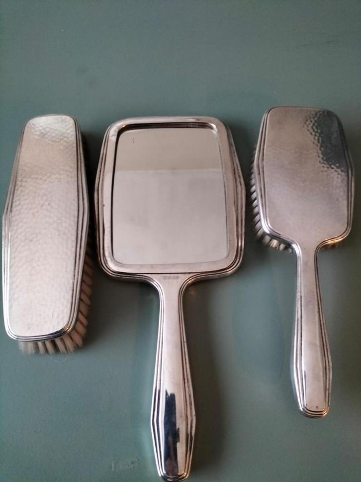 Art Deco Kaptafelset S.sola Verzilverd, Huis en Inrichting, Woonaccessoires | Spiegels, Minder dan 100 cm, Rechthoekig, Ophalen of Verzenden