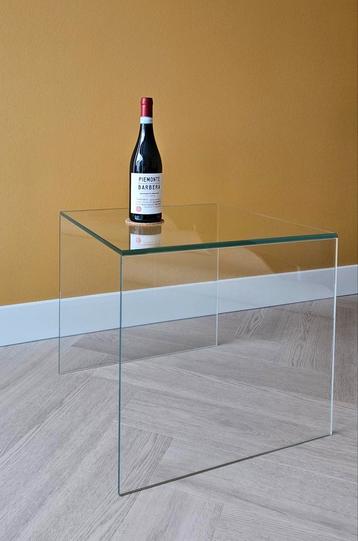 Glazen Bijzettafel - 50x50x45cm - Uitstekende Staat beschikbaar voor biedingen