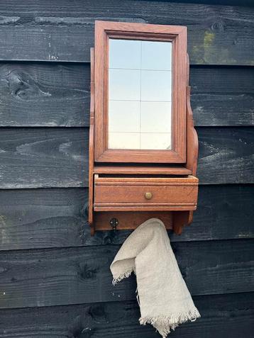 Vintage hal muur kastje spiegel landelijk,brocant beschikbaar voor biedingen