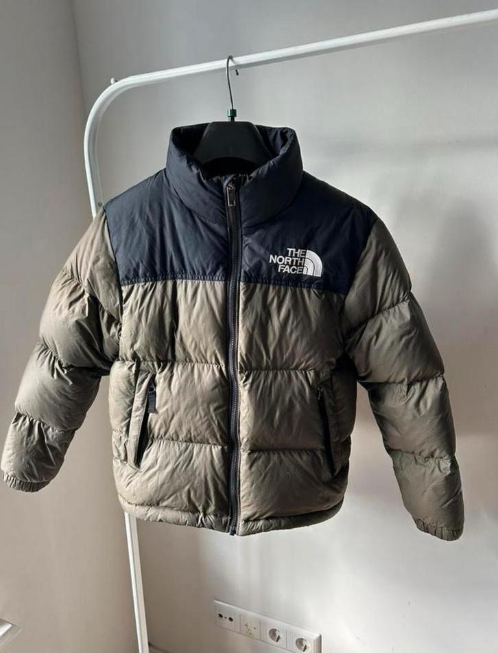 The North Face zwart groene winterjas maat 146 dons, Kinderen en Baby's, Kinderkleding | Maat 146, Zo goed als nieuw, Jongen of Meisje