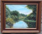 Meander in natuurgebied. Sign. .Fotorealisme. 64/54 cm., Antiek en Kunst, Ophalen