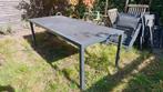 Stevig metalen/stenen tuintafel met stoelen, Tuin en Terras, Ophalen, Gebruikt, Rechthoekig, Metaal