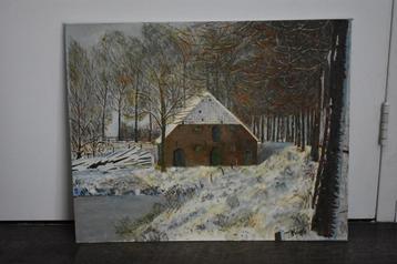 Schilderij van een Hollandse boerderij van Prins beschikbaar voor biedingen