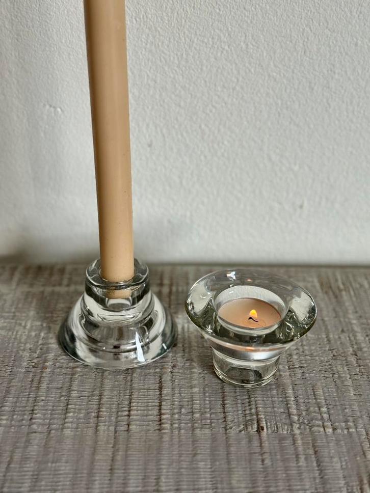 Vintage glazen kandelaars Knut & Marianne Hagberg voor IKEA, Huis en Inrichting, Woonaccessoires | Kandelaars en Kaarsen, Zo goed als nieuw