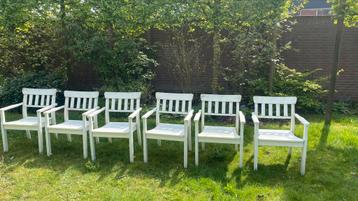 6 witte houten tuin stoelen voor buiten
