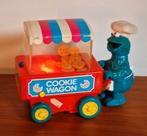 Vintage toy, Koekie Monster met Cookie wagon Sesamstraat, Gebruikt, Ophalen of Verzenden