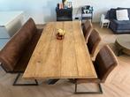 Eikenhouten Eettafel met Stoelen en Bank, Huis en Inrichting, Tafels | Eettafels, Ophalen, 100 tot 150 cm, Eikenhout, 200 cm of meer