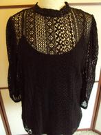 MS Mode blouse met kant / zwart / L, Maat 38/40 (M), Zwart, Ophalen of Verzenden, Zo goed als nieuw