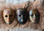3 Vintage messing maskers, Ophalen of Verzenden