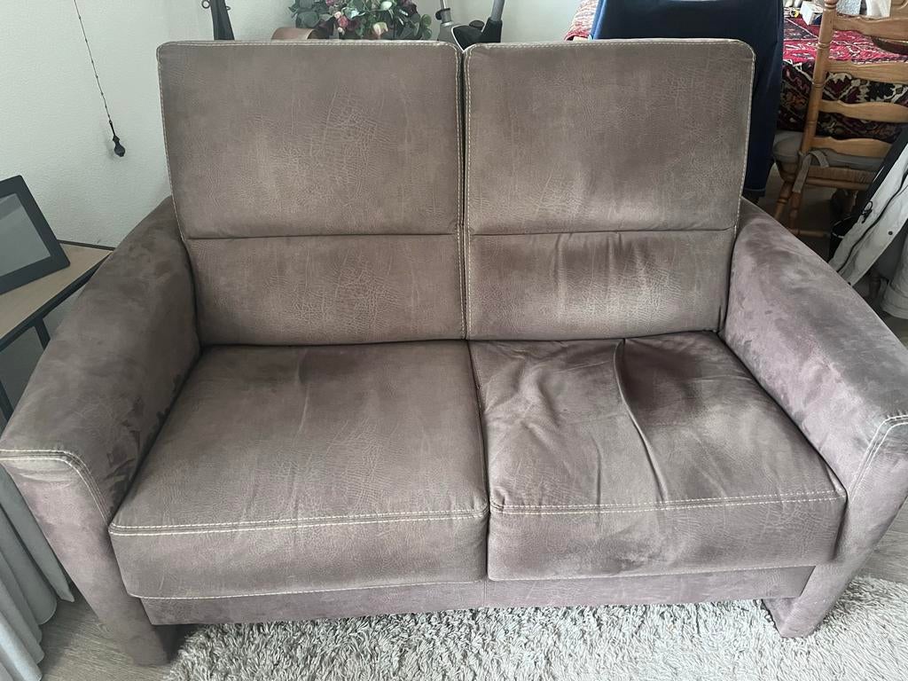 Bankstel 2,5 & 2 zitkleur taupe, Ophalen, Overige materialen, Strak, Gebruikt