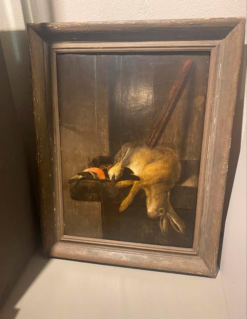 Jachttafereel 47 cm / 64 cm paneel / lijst 62 /79, Antiek en Kunst, Kunst | Schilderijen | Klassiek, Ophalen of Verzenden