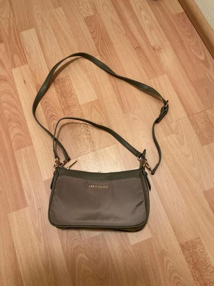 Merk:Carlo Calucci Hand/schoudertas kleur Beige/zand, Sieraden, Tassen en Uiterlijk, Tassen | Damestassen, Zo goed als nieuw, Overige typen