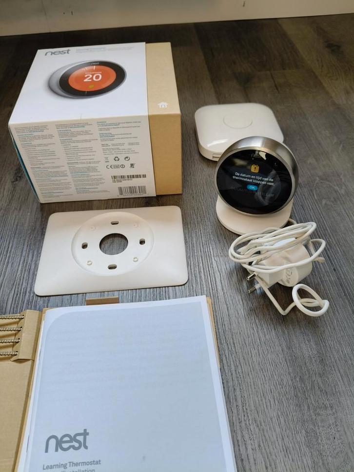 Google nest learning thermostaat Slimme thermostaat V3 RVS, Doe-het-zelf en Verbouw, Thermostaten, Slimme thermostaat, Ophalen of Verzenden