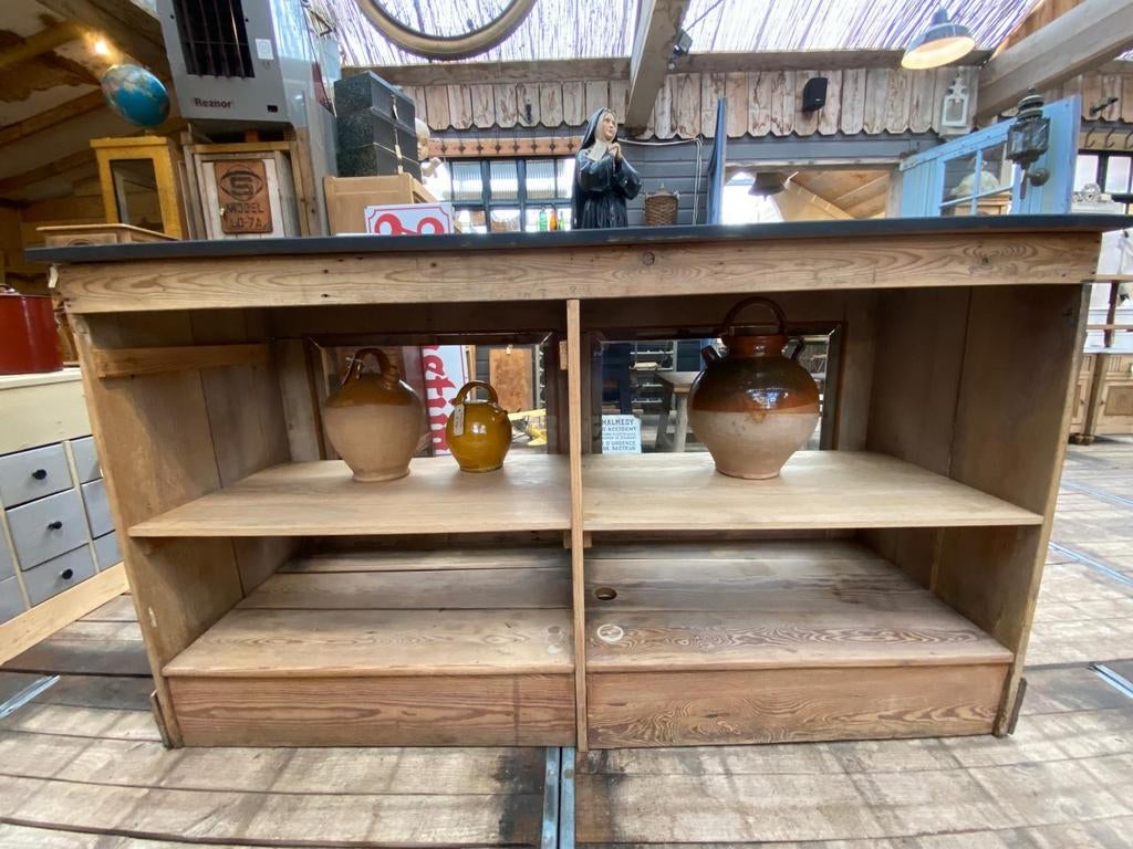 Brocante landelijke balie toonbank kast vitrine, Ophalen