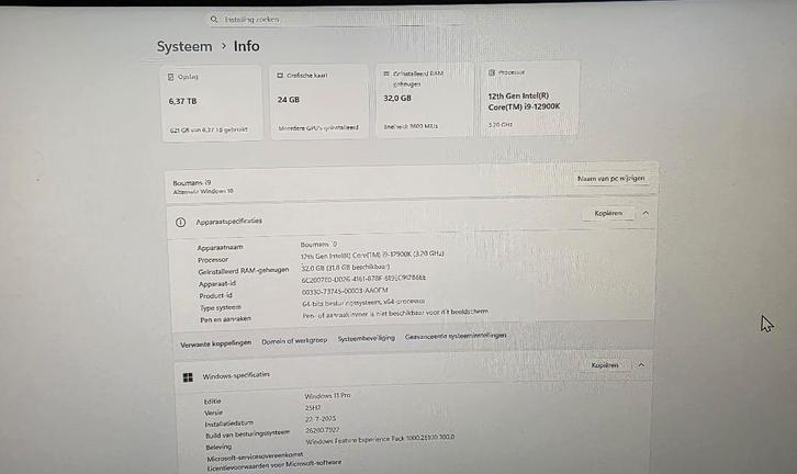 Game pc i9 RTX3090 32GB, Computers en Software, Desktop Pc's, Gebruikt, 3 tot 4 Ghz, HDD, SSD, 32 GB, Met videokaart, Met monitor
