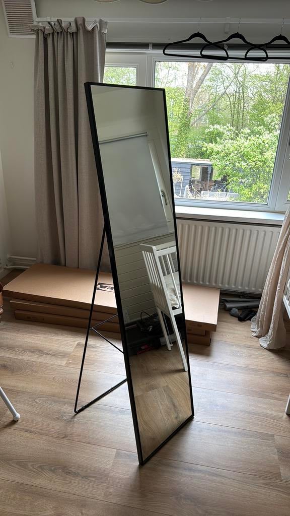 Staande spiegel (zwart, 167 cm), Huis en Inrichting, Woonaccessoires | Spiegels, Minder dan 50 cm, Ophalen of Verzenden, Zo goed als nieuw