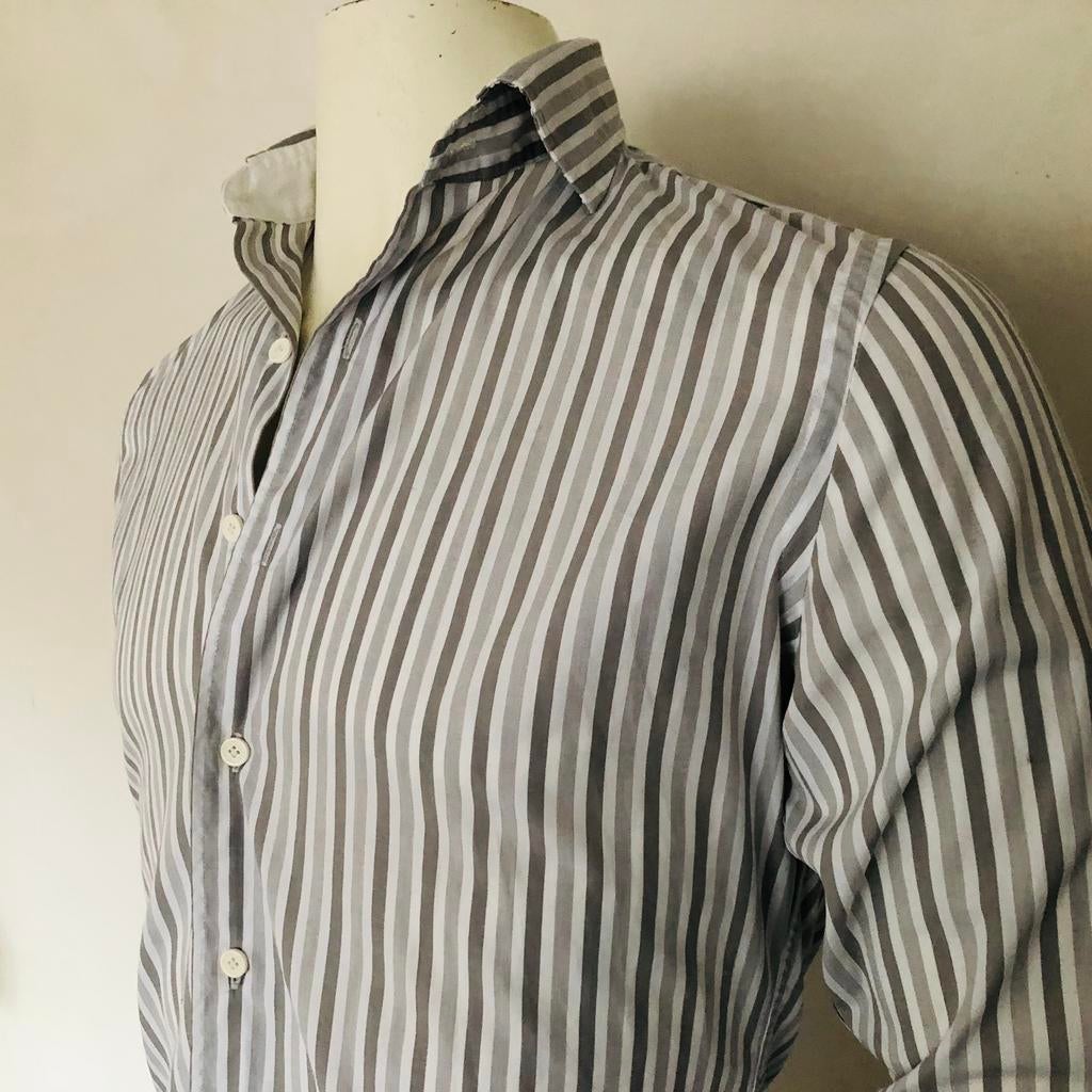 Boggi Milano shirt - fine stripe - Italian cotton heren, Verzenden, Zo goed als nieuw, Overige kleuren, Halswijdte 39/40 (M)
