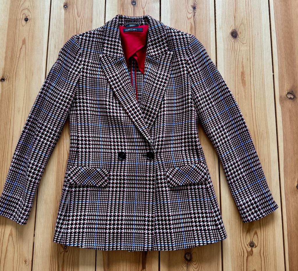 Blazer / Jasje Marc Cain - Rood Zwart - XS / Small 34 N1, Zwart, Ophalen of Verzenden, Zo goed als nieuw, Jasje