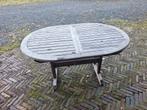 Ovale uitschuifbare tuintafel van hout, Tuin en Terras, Tuintafels, Ophalen, Gebruikt, Ovaal, Hout