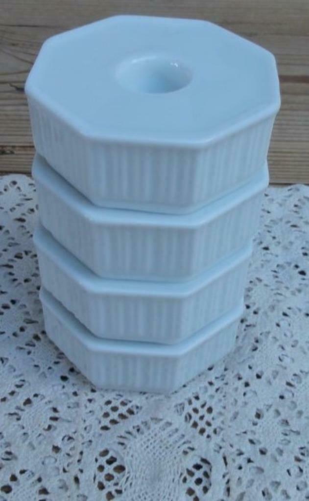 4 Witte achthoekige kandelaartjes Rosenthal, Studio Linie, Ophalen of Verzenden