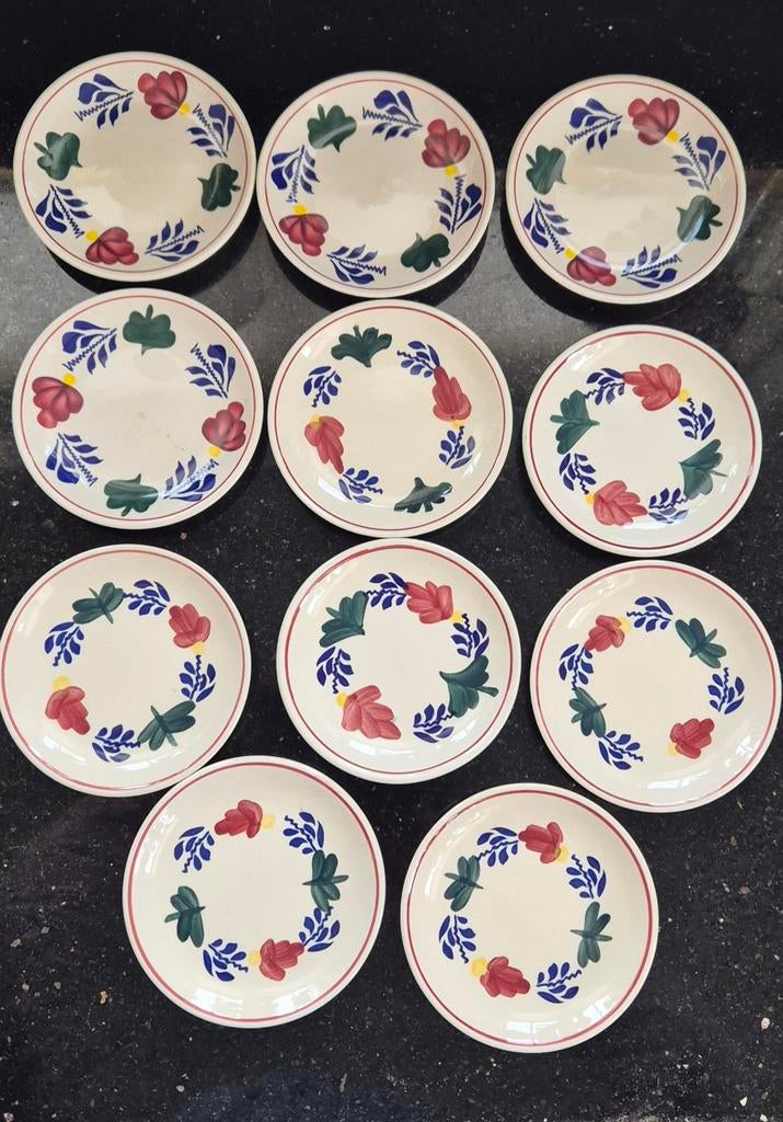 12 Boerenbont gebaksbordjes / petit four, nieuw, Huis en Inrichting, Keuken | Servies, Nieuw, Ophalen of Verzenden, Bord(en), Aardewerk