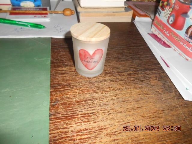 kaars in glas, moederdagcadeau turfhoeve sevenum, Huis en Inrichting, Overige materialen, Nieuw, Ophalen of Verzenden, Kaars