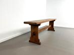 Massief brutalistisch eiken bankje,Frankrijk jaren 60, Ophalen, Gebruikt, Bruin, Eén