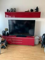 IKEA Besta Burs TV-meubel met bovenkast Hoogglans rood, Kunststof, 150 tot 200 cm, Ophalen of Verzenden, Zo goed als nieuw