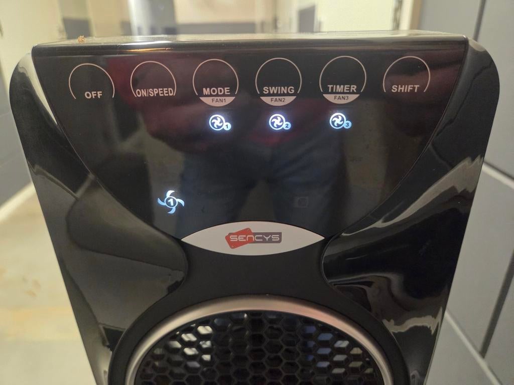 Sencys Torenventilator- Zwart, Witgoed en Apparatuur, Ventilatoren, Ophalen, Ventilator met afstandsbediening, Gebruikt, Torenventilator